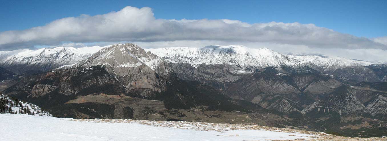 Panorámica norte con el Pedraforca y la Serra del Cadí